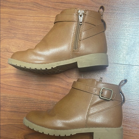 Girls Cat & Jack/ Old Navy Brown & Cream Leather Boots size 11 - Picture 4 of 10